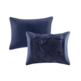 Silky Tufted 7-Piece Comforter Set, Navy Blue