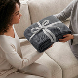 Soft Cotton Waffle Weave Blanket, Dark Grey