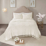 Tufted Cotton Chenille Medallion Coverlet Mini Set, Ivory