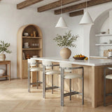 Aurum - Vegan Leather Upholstered Counter Stool With Gray Base