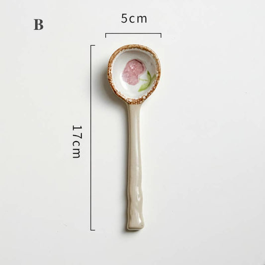 Japanese Ceramic Soup Spoon with Long Handle