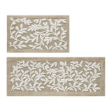 Dimensional Leaf Cotton Tufted Anti-Skid Bath Rug, Taupe