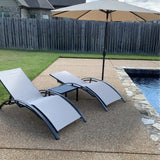 PURPLE LEAF Patio Chaise Lounge Set Outdoor Beach Pool Sunbathing Lawn Lounger Recliner Chair Outside Chairs with Side Table Included