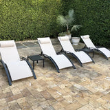 PURPLE LEAF Patio Chaise Lounge Set Outdoor Beach Pool Sunbathing Lawn Lounger Recliner Chair Outside Chairs with Side Table Included