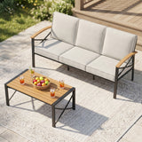 Patio Sofa with Cushions and Coffee Table