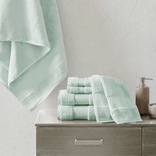 Turkish Cotton 6-Piece Bathroom Towel Set, Seafoam