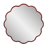 Kushi Round Scalloped Edge Mirror in Glossy Burgundy