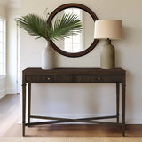 Fluted 2-Drawer Storage Console Table, Brown