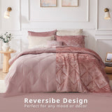 Crushed Velvet 4-Piece Comforter or Duvet Cover Set, Blush