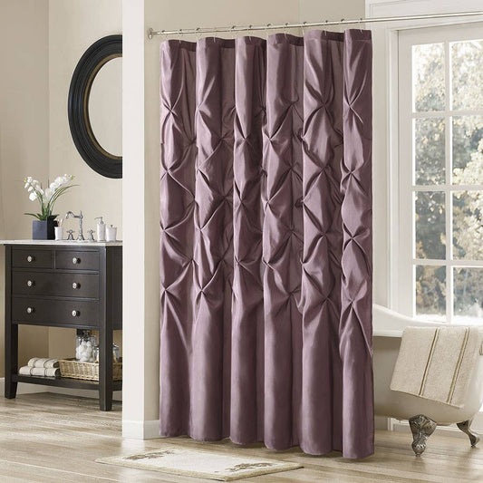 Pinch Plated Silky Shower Curtain, Plum Purple