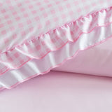 Soft Ruffled Gingham Comforter Set, Pink