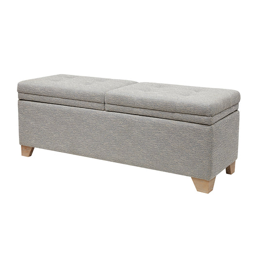 Upholstered Storage Bench Ottoman, Grey *