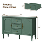 Mid-Century Storage Cabinet with 2 Doors & 3 Drawers, Green