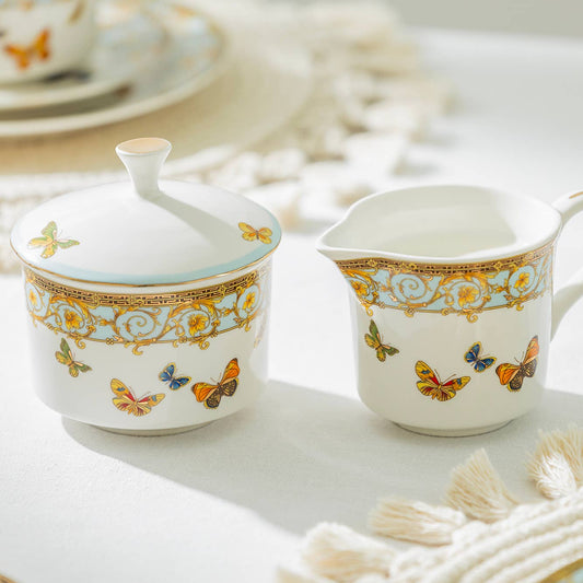 Grace Teaware Butterfly Blue Sugar & Creamer Set