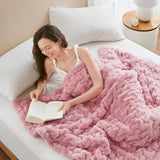Soft Ruched 50x60" Throw Blanket, Pink