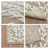 Dimensional Leaf Cotton Tufted Anti-Skid Bath Rug, Taupe