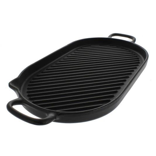 Chasseur French Oval Cast Iron Grill Pan 18-inch Black