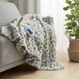 Oversized Faux Fur Heated Throw 50x70, Grey Leopard