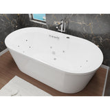 Sofi Series 67 in. x 34 in. Acrylic Combination 50 Gallon Capacity Freestanding Bathtub with Center Drain in White