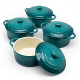 Kook Mini Ceramic Casserole Dishes with Lids, 4-Pack