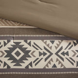 Wholesale 5 Piece Geometric Stripe Herringbone Comforter Set, Brown