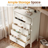 White Fluted 5 Drawer Dresser For Bedroom