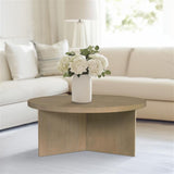 Round Starburst Reclaimed Greige Modern Coffee Table