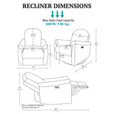 3 in1 Power Recliner with Usb and Type-C Ports, Beige