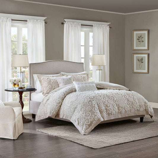 Wholesale Tufted Medallions Comforter/Duvet Cover Set, Taupe