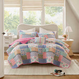 Floral Patchwork Quilt Set, Pink