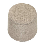 Boucle Round Storage Ottoman, Beige