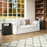 Large Nightstand with 2 Drawers, Side Table with Charging