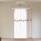Waitomo Series 18 in. x 84 in. Pure White Finish MDF Interior Folding Barn Door with Hardware Kit in Matte Black