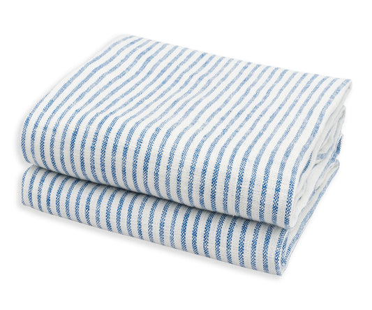 Blue Linen Kitchen Towels Set of 2