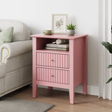 Fluted Nightstand with 2 Drawers Set of 2