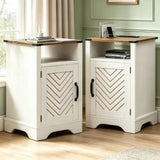 Nightstand with Charging Station Wooden Rustic 2 Count