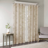 Botanical Burnout Palm Leaf Sheer Window Panel, Natural