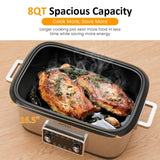 8 Quart Slow Cooker Roaster Oven, 12 in 1 Multi-Cooker Food
