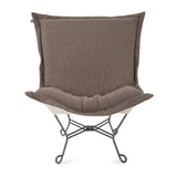 Scroll Puff Chair Titanium- Barbet Chocolate/Natural