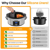 6 Quart Programmable Slow Cooker with 2 in 1 Silicone Liners