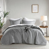 Chambray Denim Inspired Comforter Set, Grey
