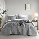 5pcs / 7pcs Chambray Denim Inspired Comforter Set, Gray