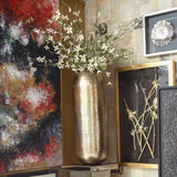 Oversized Metal Cylinder Vase with Hammered Silver Finish- Large