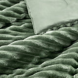 300GSM Fluffy Ribbed Plush Comforter Set,Green