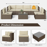 7-Piece Modular Outdoor Sectional Wicker Patio Furniture Set