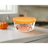 Halloween 4 Piece Set (4 Cup / 32Oz) Round Glass Storage Containers With Lids