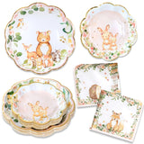 Pink Woodland Baby 62 Piece Party Tableware Set (16 Guests) | 00265NA-KIT