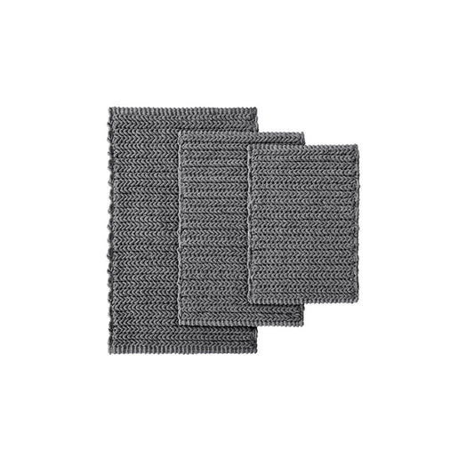 Cotton Chenille Stitch Bath Rug, Dark Grey