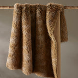 Animal Print Inspired Faux Fur Throw Blanket, Bobcat