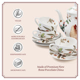 Multi-Color 11 Piece Bone China Tea Set with Giftbox